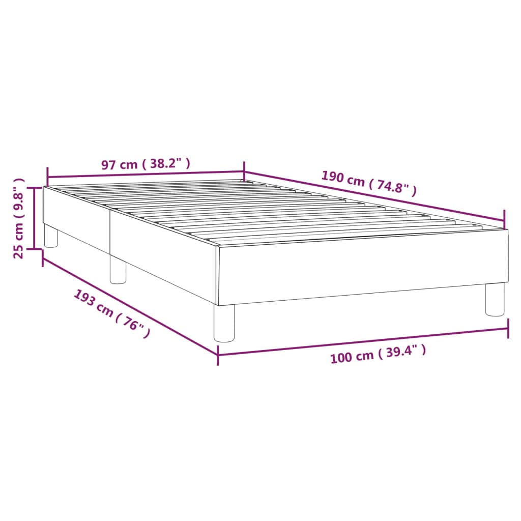 Bed Frame Dark Gray 39.4"x74.8" Twin Fabric