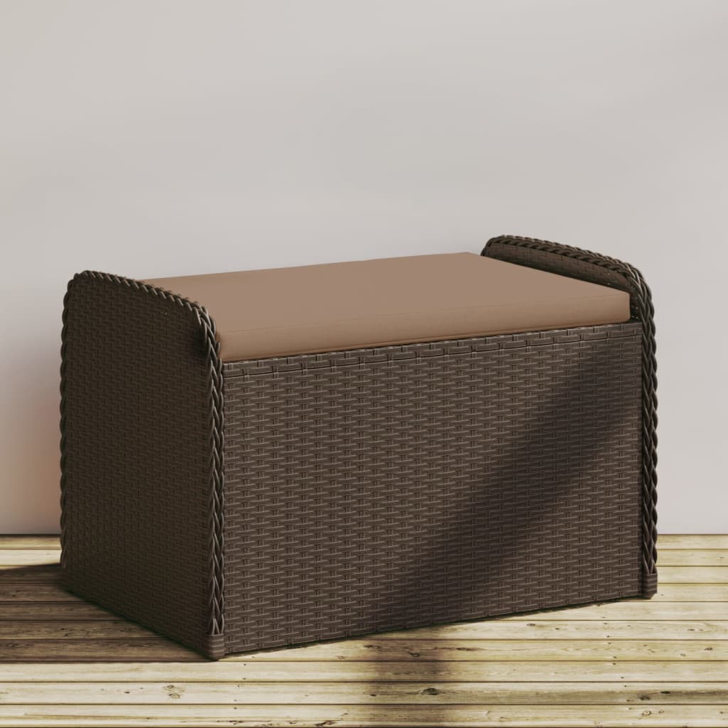 Storage Bench with Cushion Gray 31.5"x20.1"x20.5" Poly Rattan