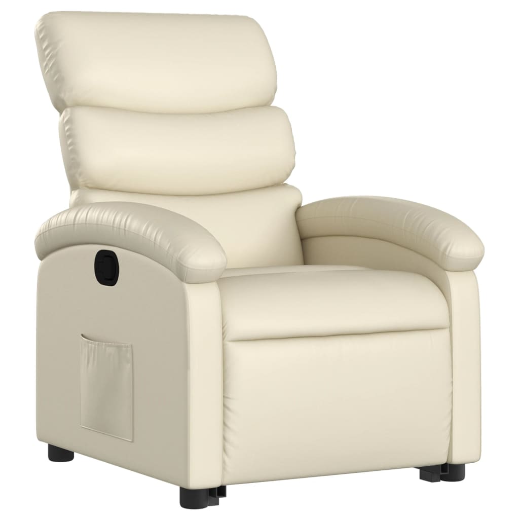 Stand up Recliner Chair Cream Faux Leather