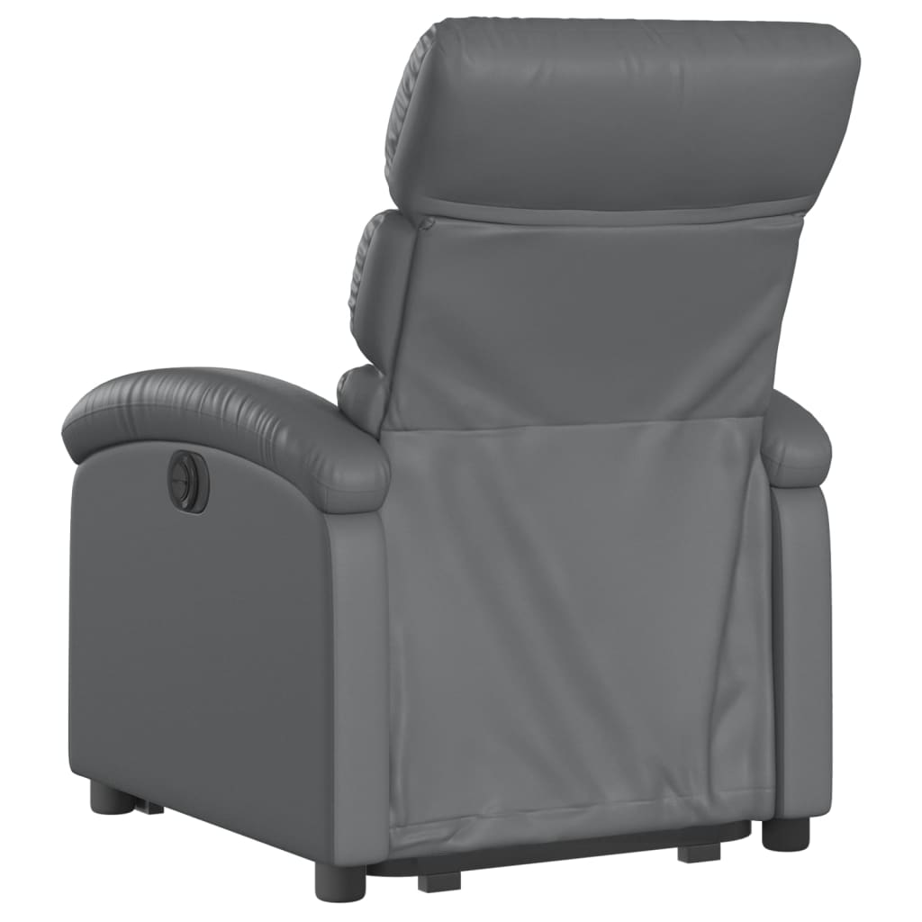 Electric Stand up Recliner Chair Gray Faux Leather