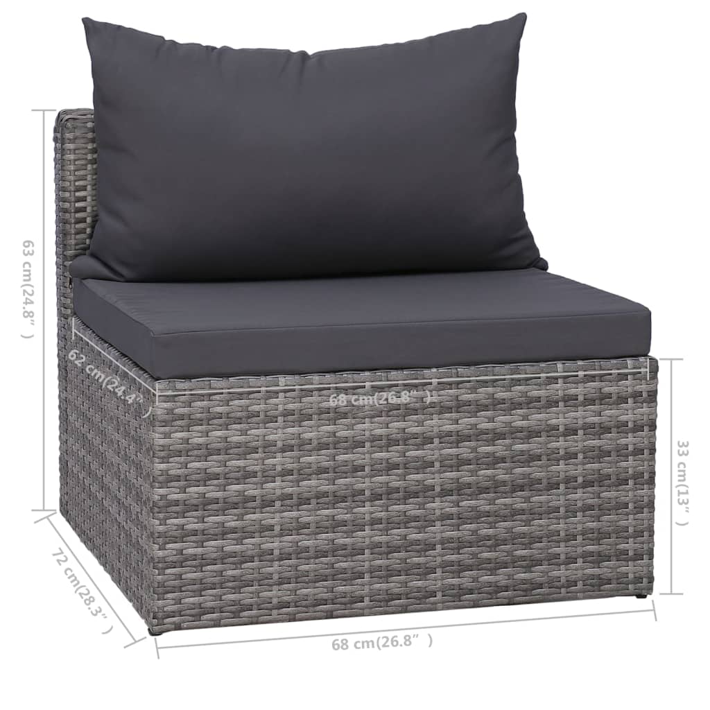 6 Piece Patio Sofa Set with Cushions & Pillows Poly Rattan Gray