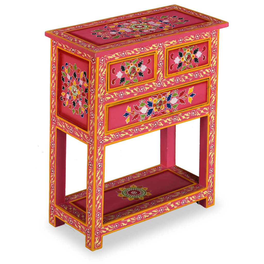 Sideboard with Drawers Pink 23.6"x11.8"x29.9" Solid Wood Mango