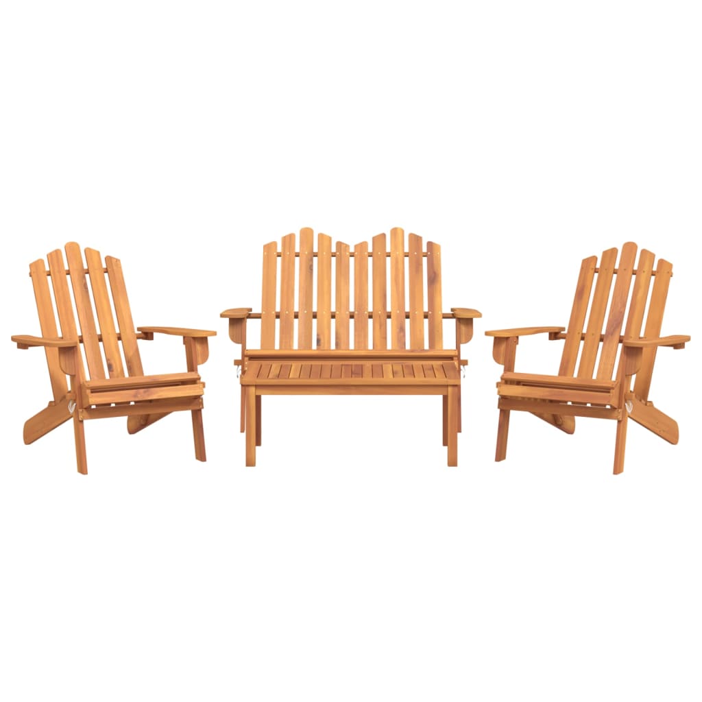 4 Piece Adirondack Patio Lounge Set Solid Wood Acacia