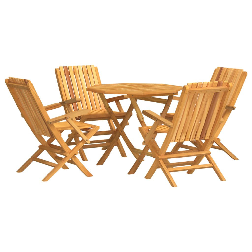 5 Piece Patio Dining Set Solid Wood Teak