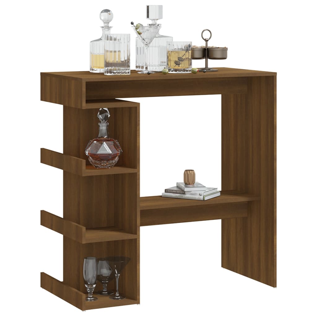 Bar Table with Storage Rack Brown Oak 39.4"x19.7"x40"Engineered Wood