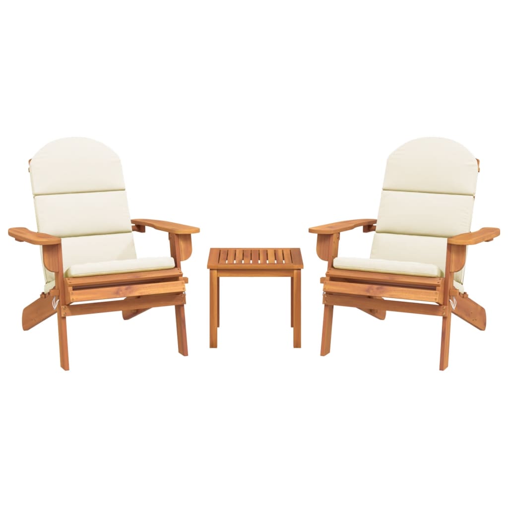 3 Piece Adirondack Patio Lounge Set Solid Wood Acacia