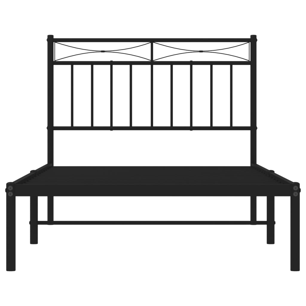 Metal Bed Frame without Mattress with Headboard Black 39.4"x74.8"