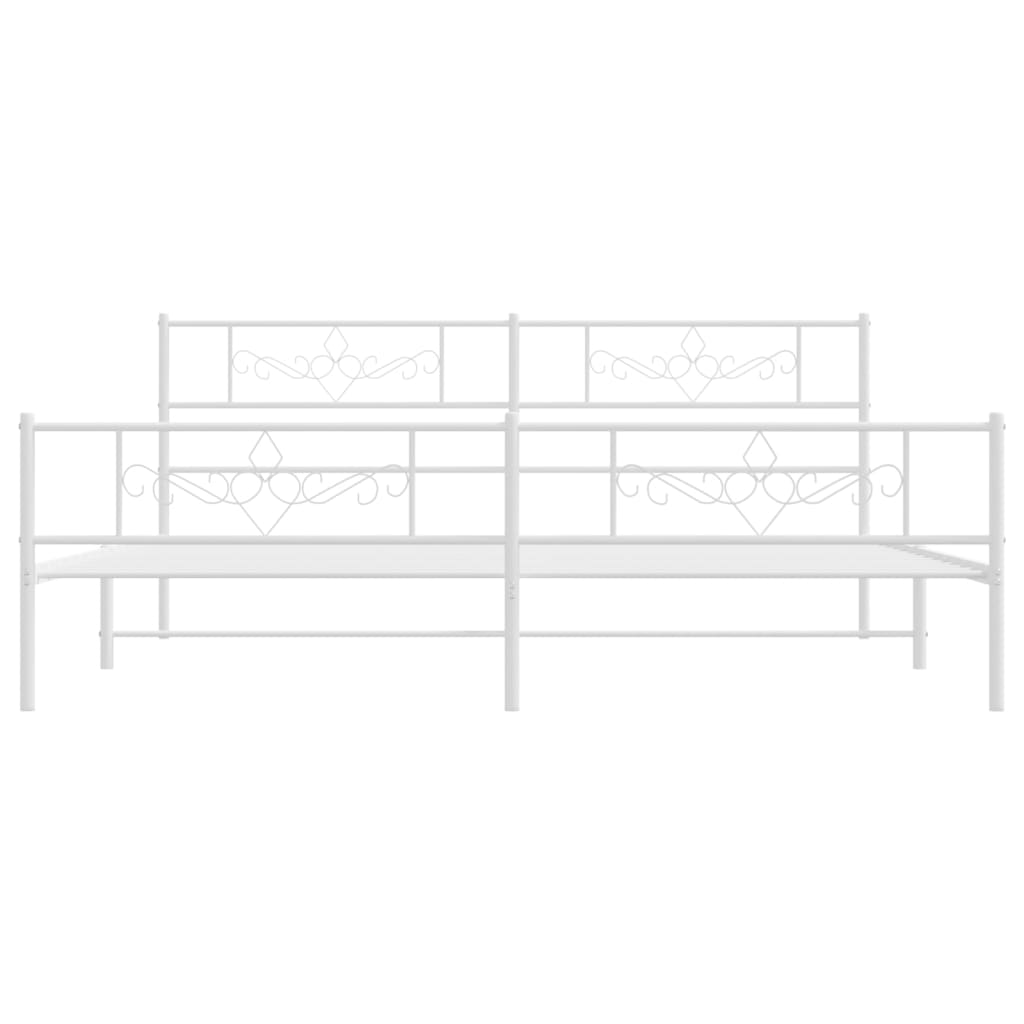 Metal Bed Frame without Mattress with Footboard White 72"x83.9"