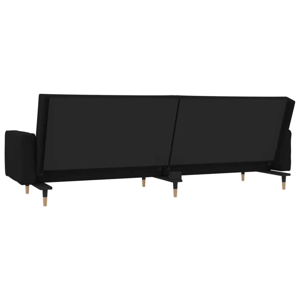 2-Seater Sofa Bed with Two Pillows Black Velvet