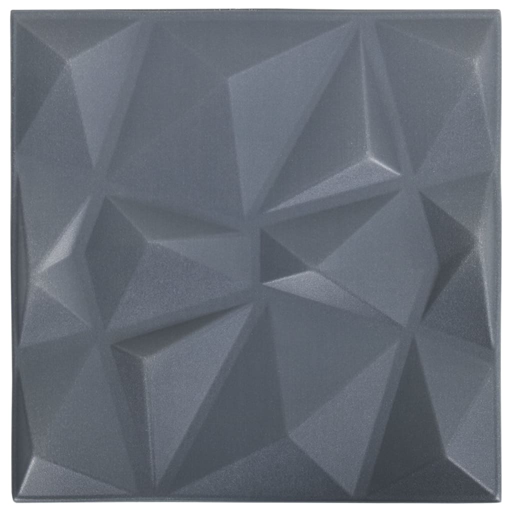 3D Wall Panels 24 pcs 19.7"x19.7" Diamond Gray 64.6 ft��