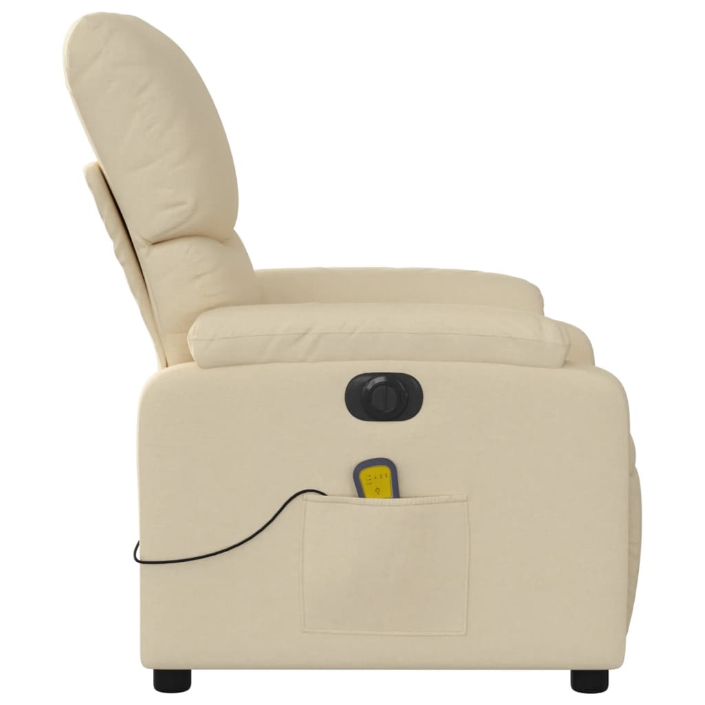 Electric Massage Recliner Chair Cream Fabric