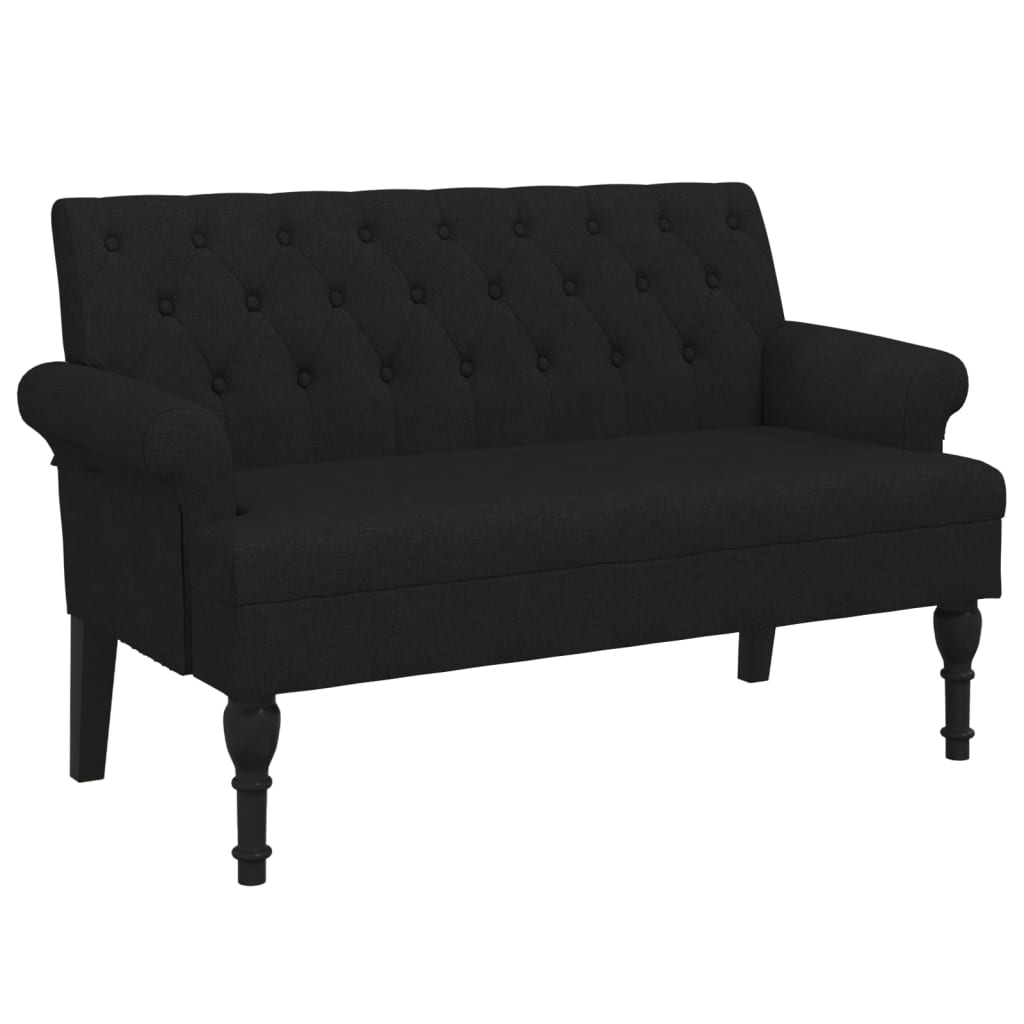 Bench with Backrest Black 47.2"x24.4"x29.7" Fabric