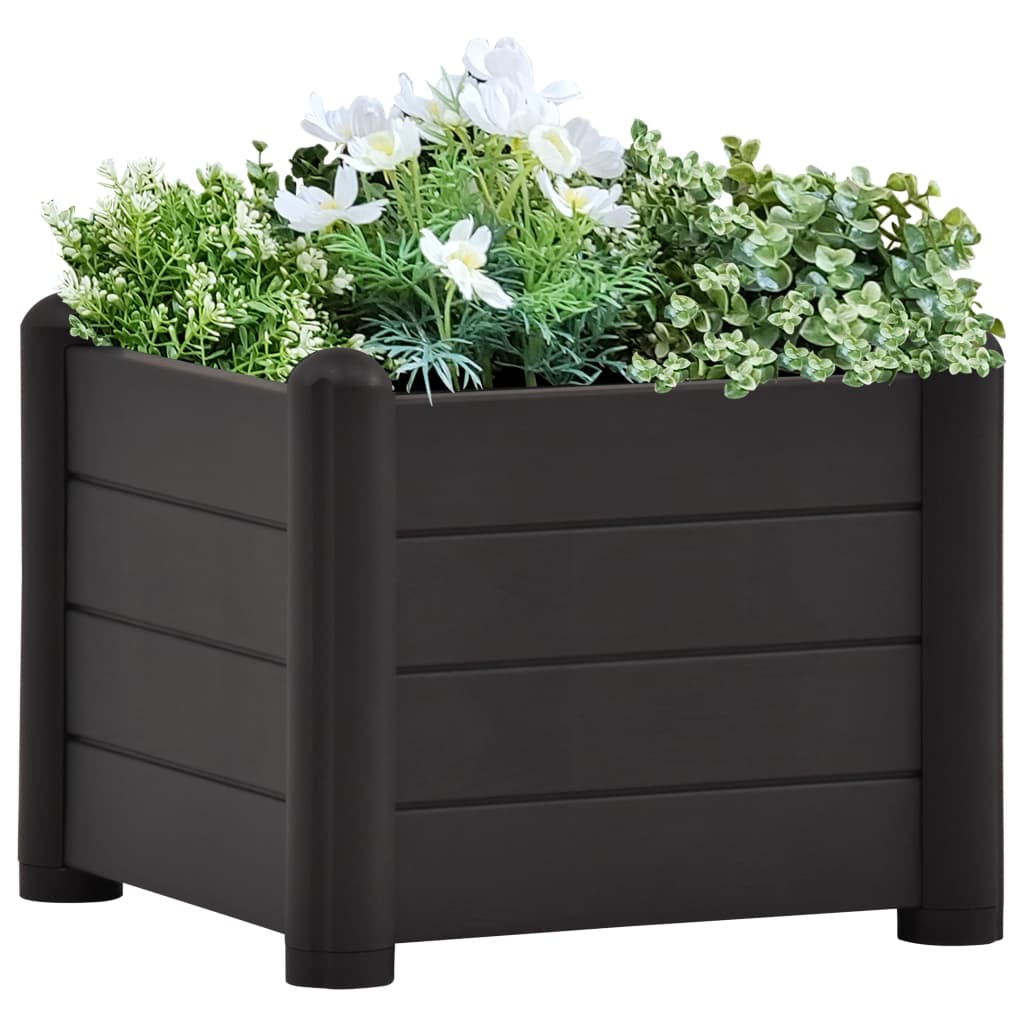 Garden Raised Bed PP Mocha 16.9"x16.9"x13.8"