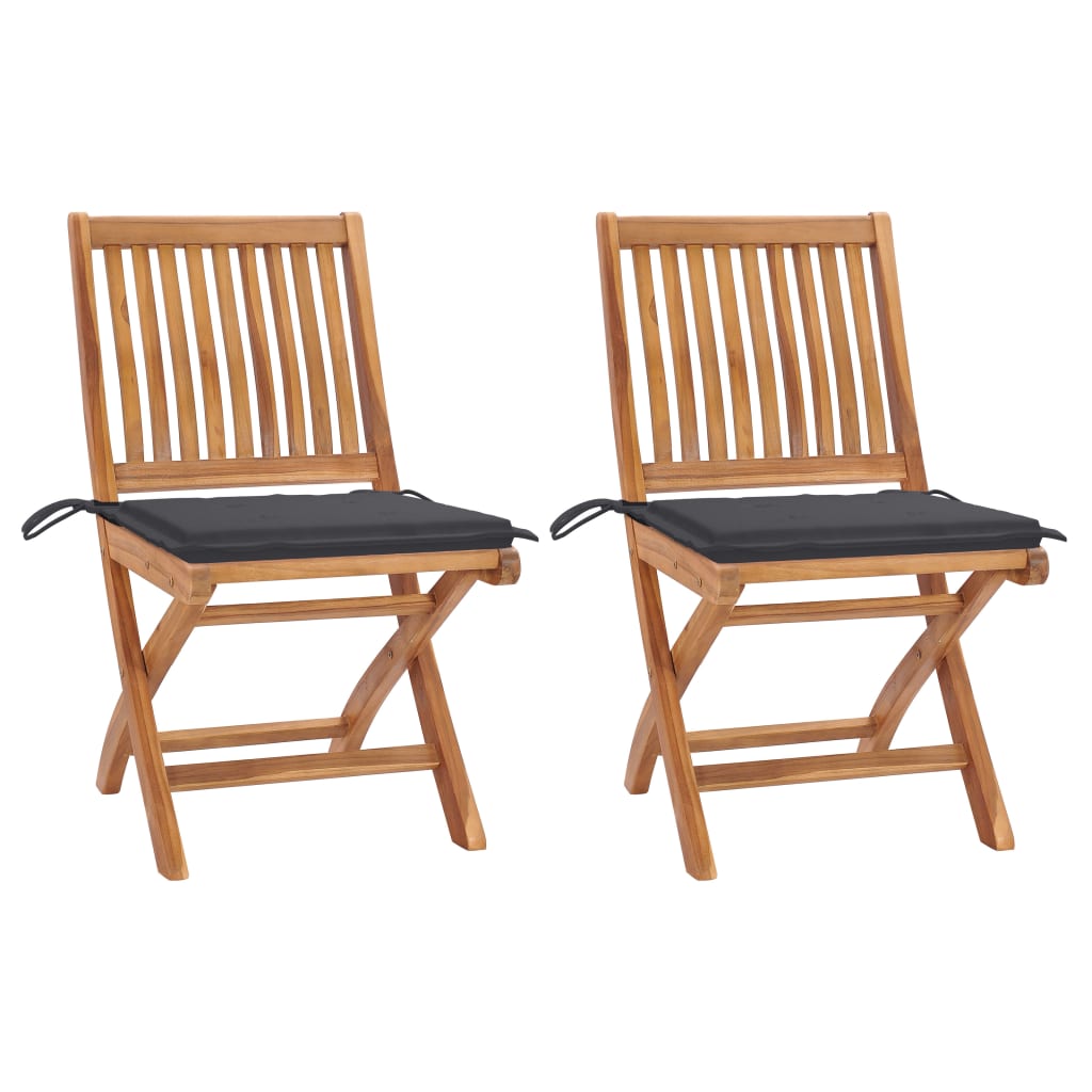 Folding Patio Chairs with Cushions 6 pcs Solid Teak Wood