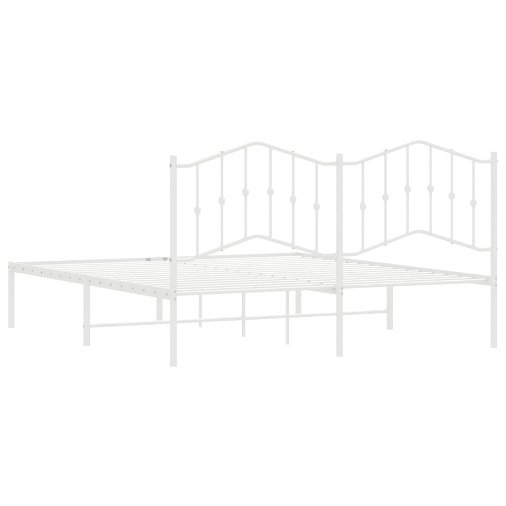 Metal Bed Frame without Mattress with Headboard White 72"x83.9"