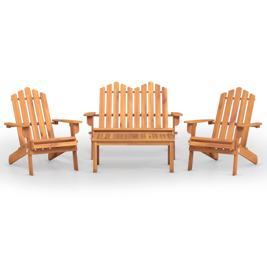 4 Piece Adirondack Patio Lounge Set Solid Wood Acacia