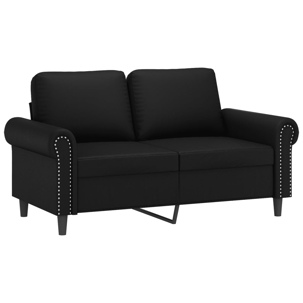 2 Piece Sofa Set with Cushions Black Faux Leather