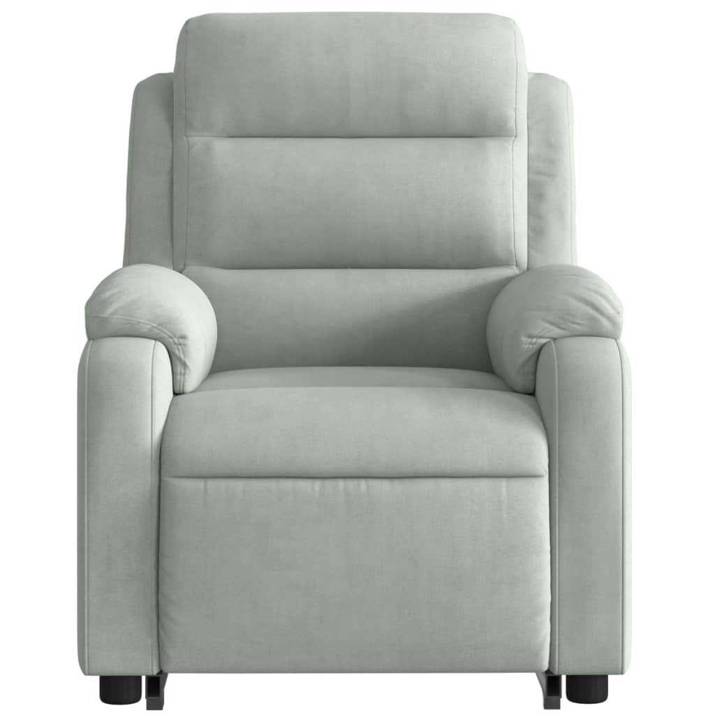 Electric Stand up Massage Recliner Chair Light Gray Velvet