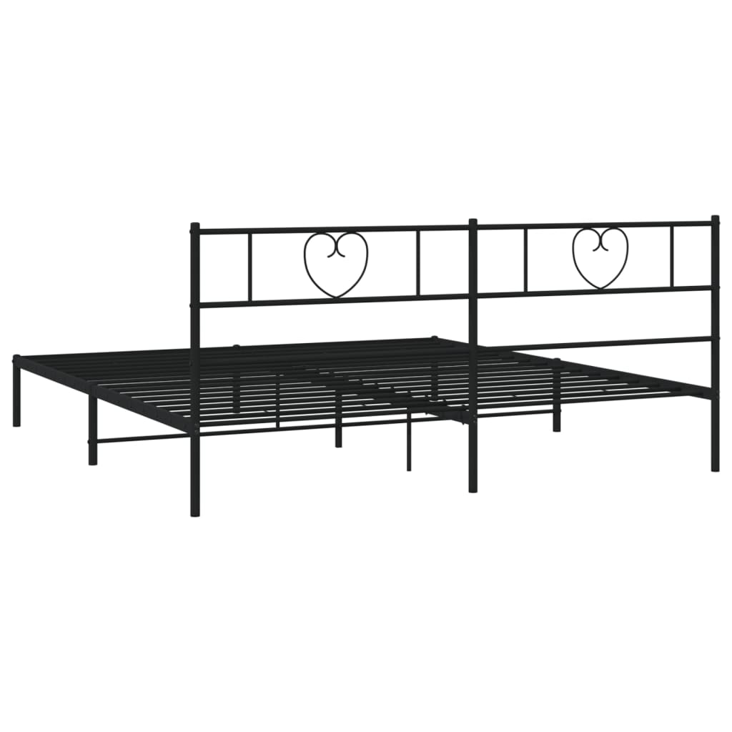 Metal Bed Frame without Mattress with Headboard Black 76"x79.9"