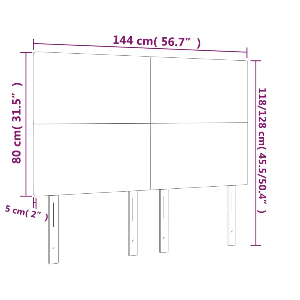 Headboards 4 pcs Black 28.3"x2"x30.7"/34.6" Faux Leather