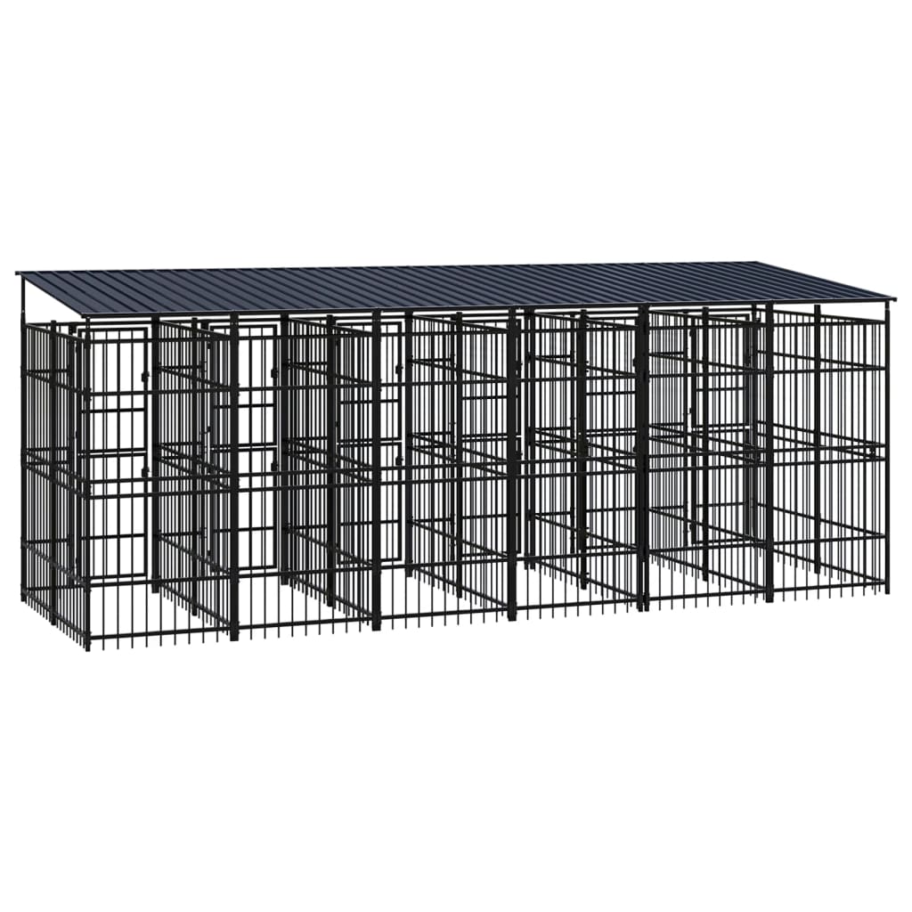 Outdoor Dog Kennel with Roof Steel 119 ft��