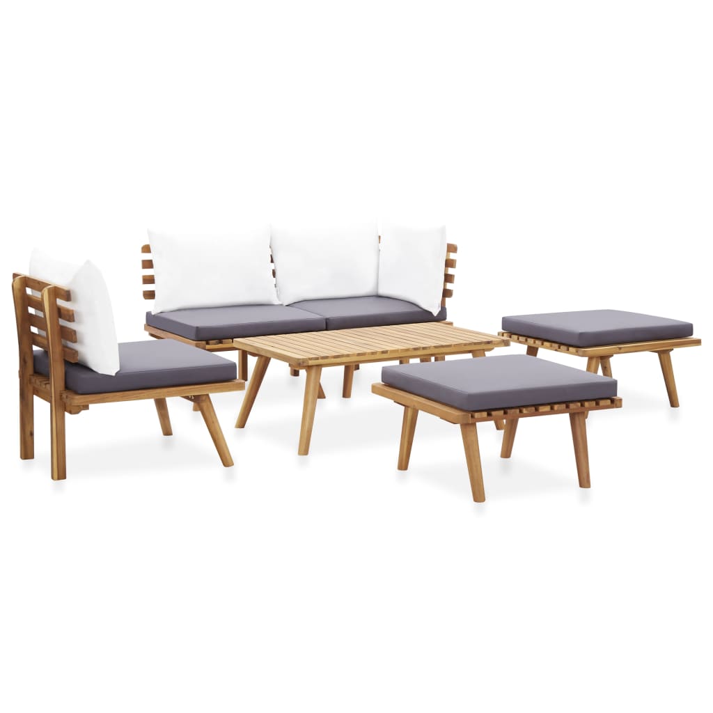 6 Piece Patio Lounge Set Solid Wood Acacia