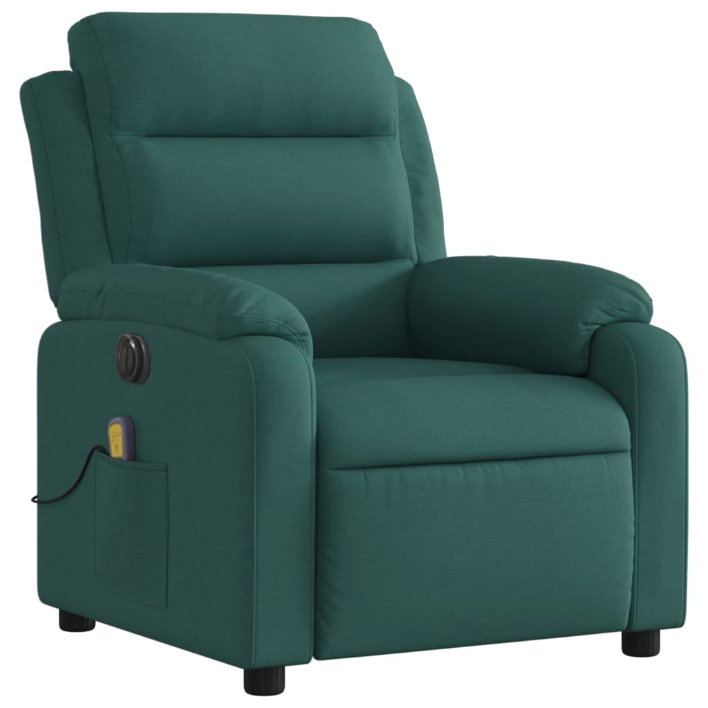 Electric Massage Recliner Chair Dark Green Fabric