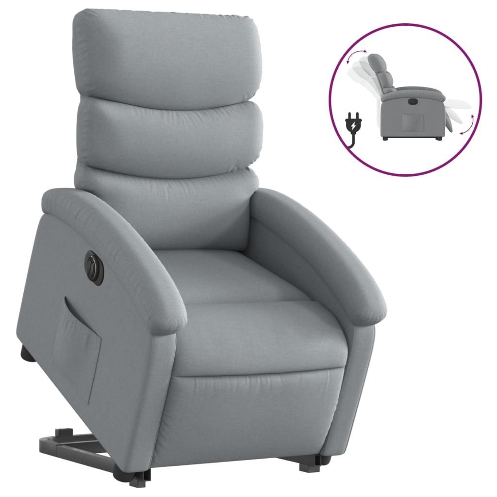 Electric Stand up Recliner Chair Light Gray Fabric