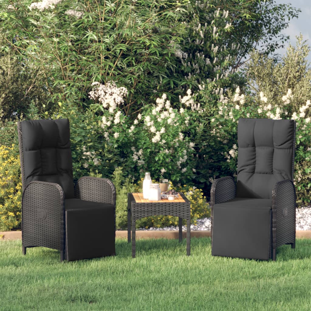 Patio Reclining Chairs with Cushions 2 pcs Poly Rattan Gray