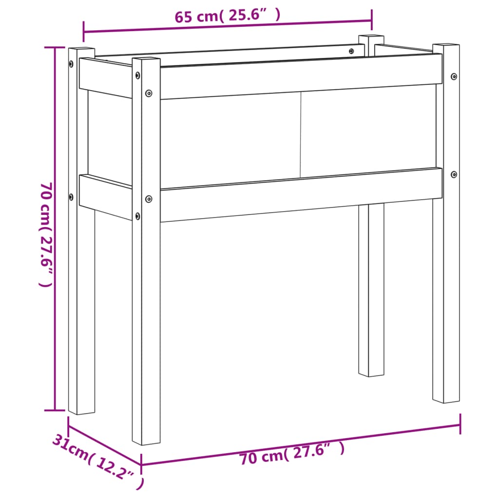 Garden Planter with Legs 27.6"x12.2"x27.6" Solid Wood Douglas