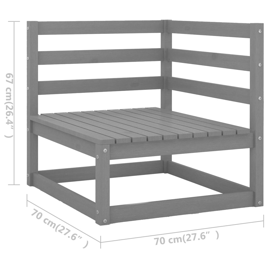 4 Piece Patio Lounge Set Gray Solid Pinewood