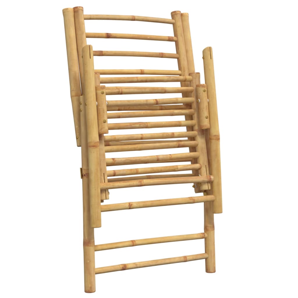 Folding Bistro Chairs 2 pcs with Cushions Bamboo