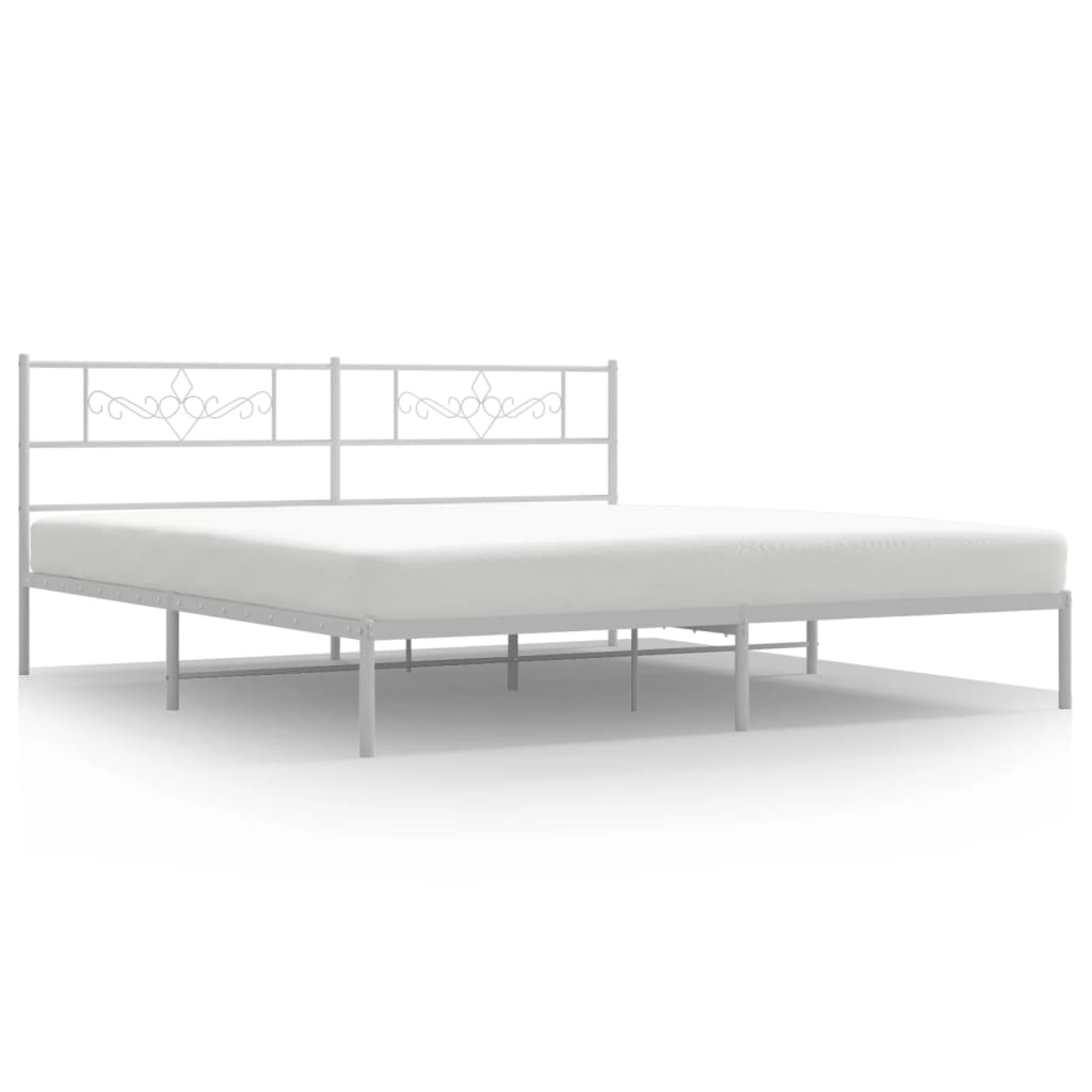 Metal Bed Frame without Mattress with Headboard White 76"x79.9"