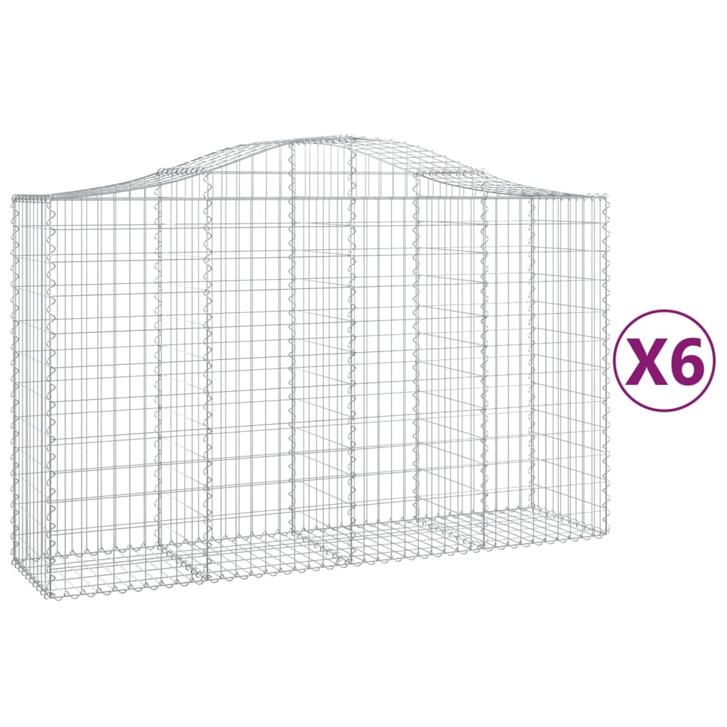 Arched Gabion Baskets 6 pcs 78.7"x19.7"x47.2"/55.1" Galvanized Iron