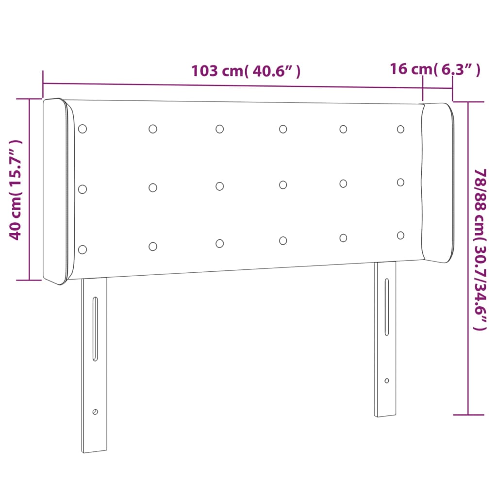 Headboard with Ears Light Gray 40.6"x6.3"x30.7"/34.6" Fabric