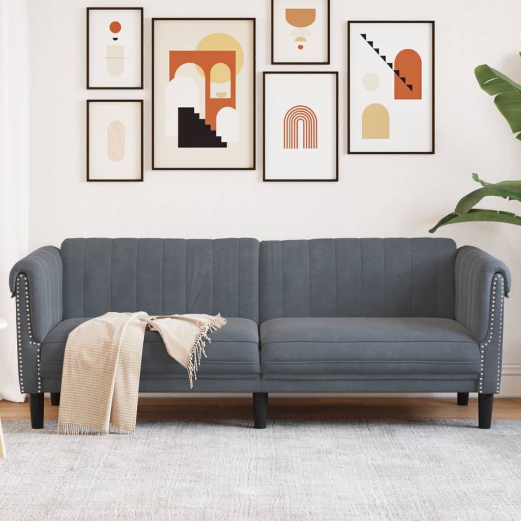 Sofa 3-Seater Dark Gray Velvet