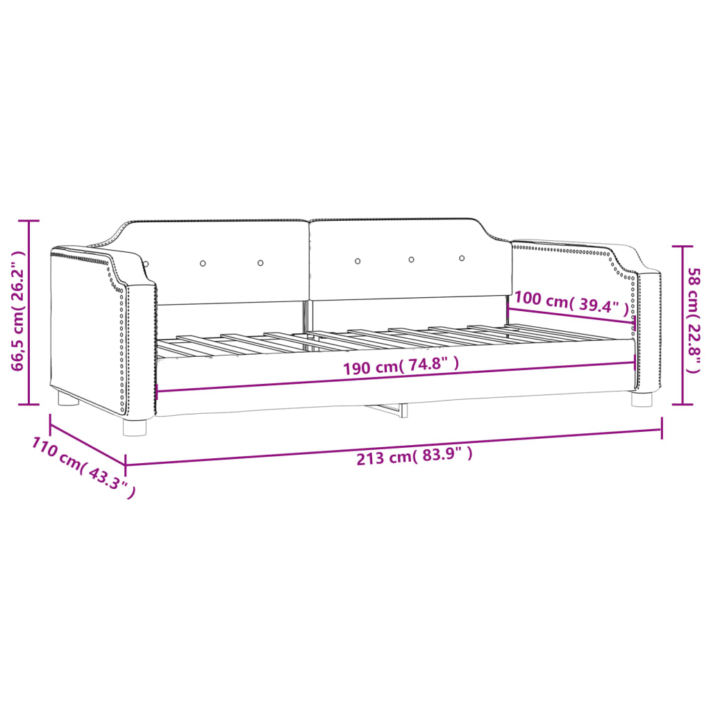 Day Bed without Mattress Dark Gray 39.4"x74.8" Fabric