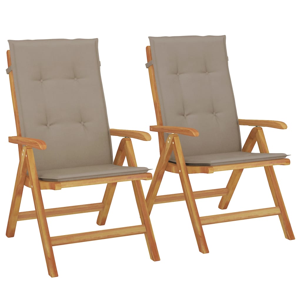 Reclining Patio Chairs with Cushions 2 pcs Solid Wood Teak