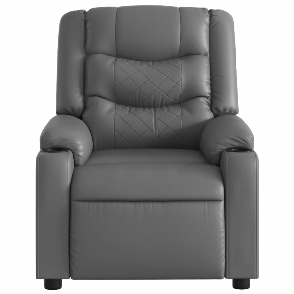 Electric Massage Recliner Chair Gray Faux Leather