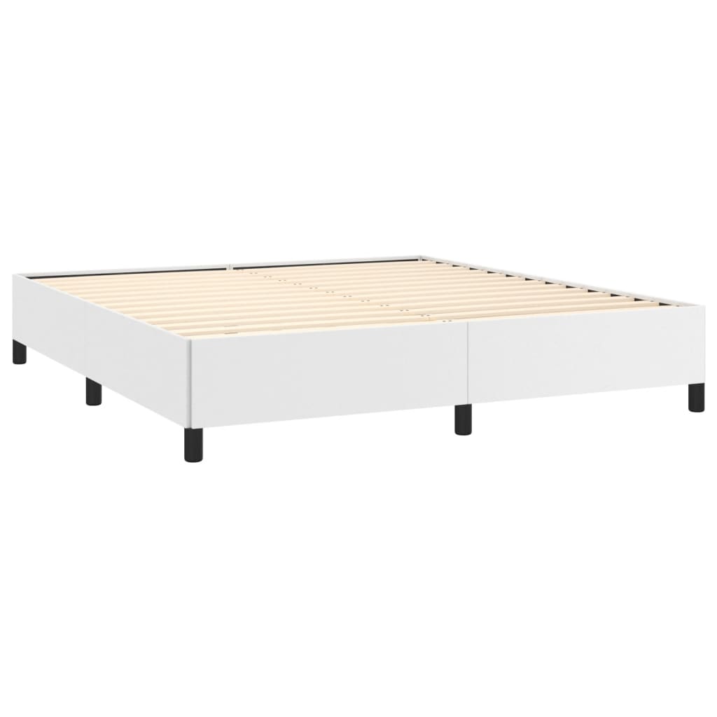 Bed Frame without Mattress White 76"x79.9" King Faux Leather