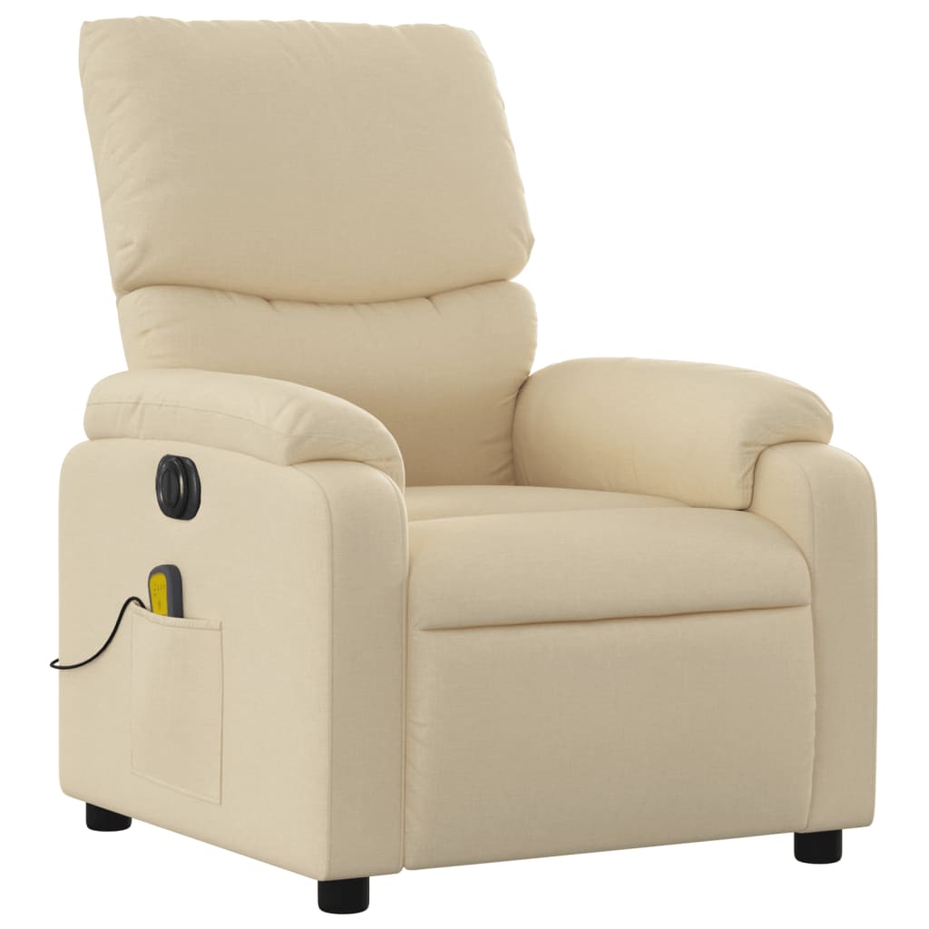 Electric Massage Recliner Chair Cream Fabric