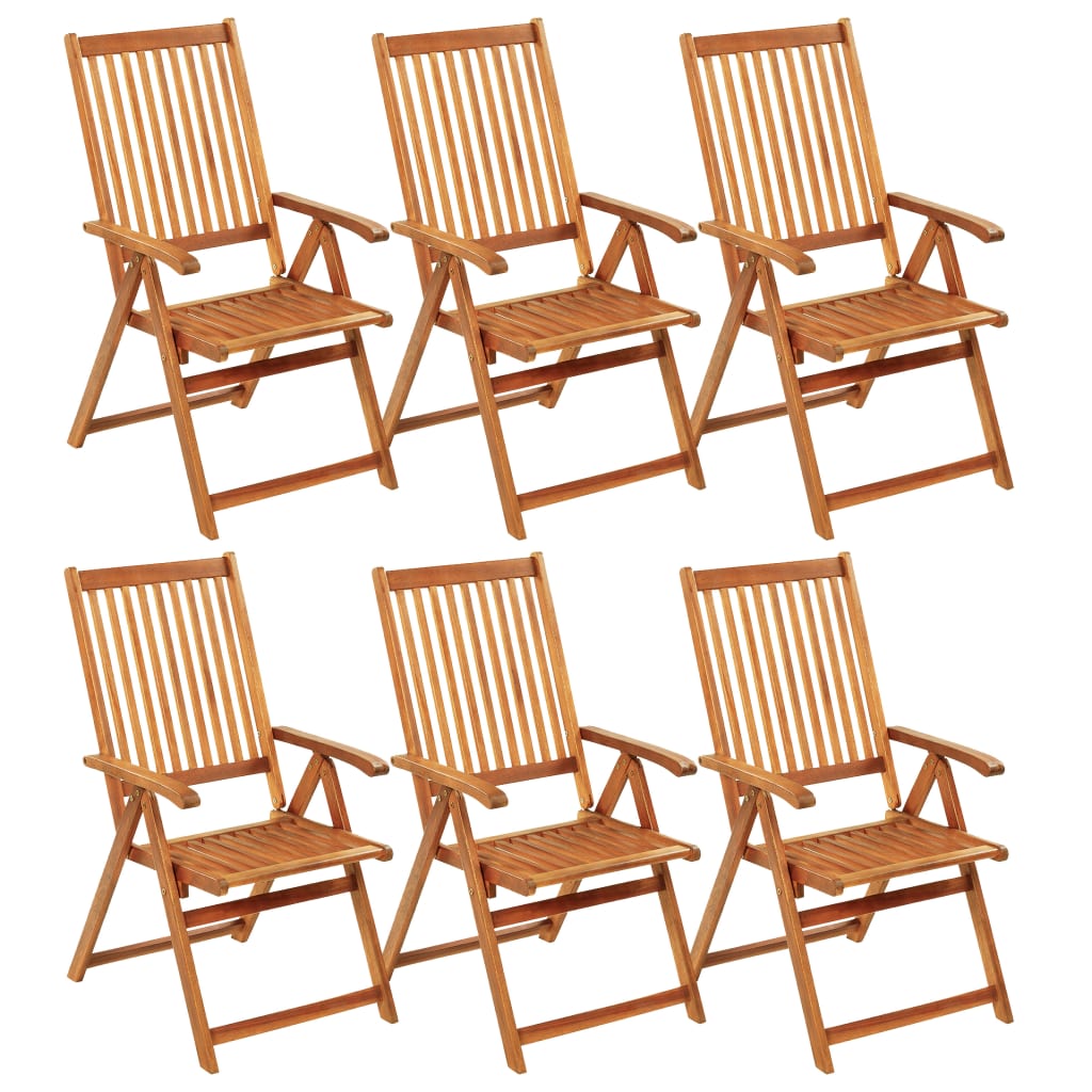 Folding Patio Chairs 6 pcs with Cushions Solid Acacia Wood