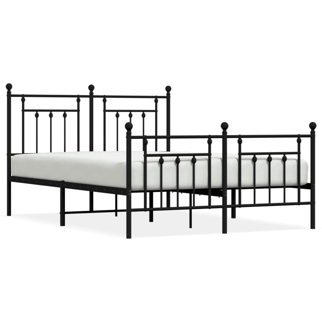 Metal Bed Frame without Mattress with Footboard Black 59.1"x78.7"