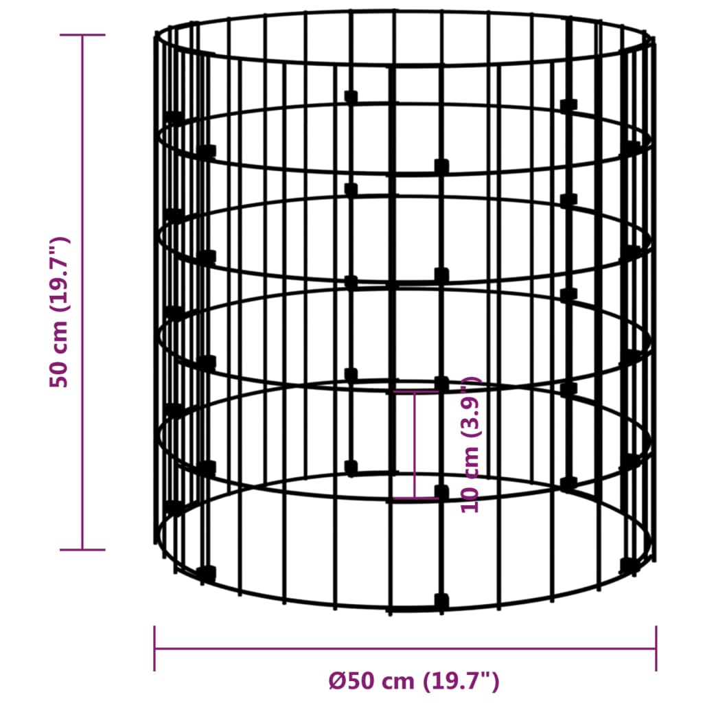 Circular Gabion Pole Galvanized Steel Ø19.7"x19.7"