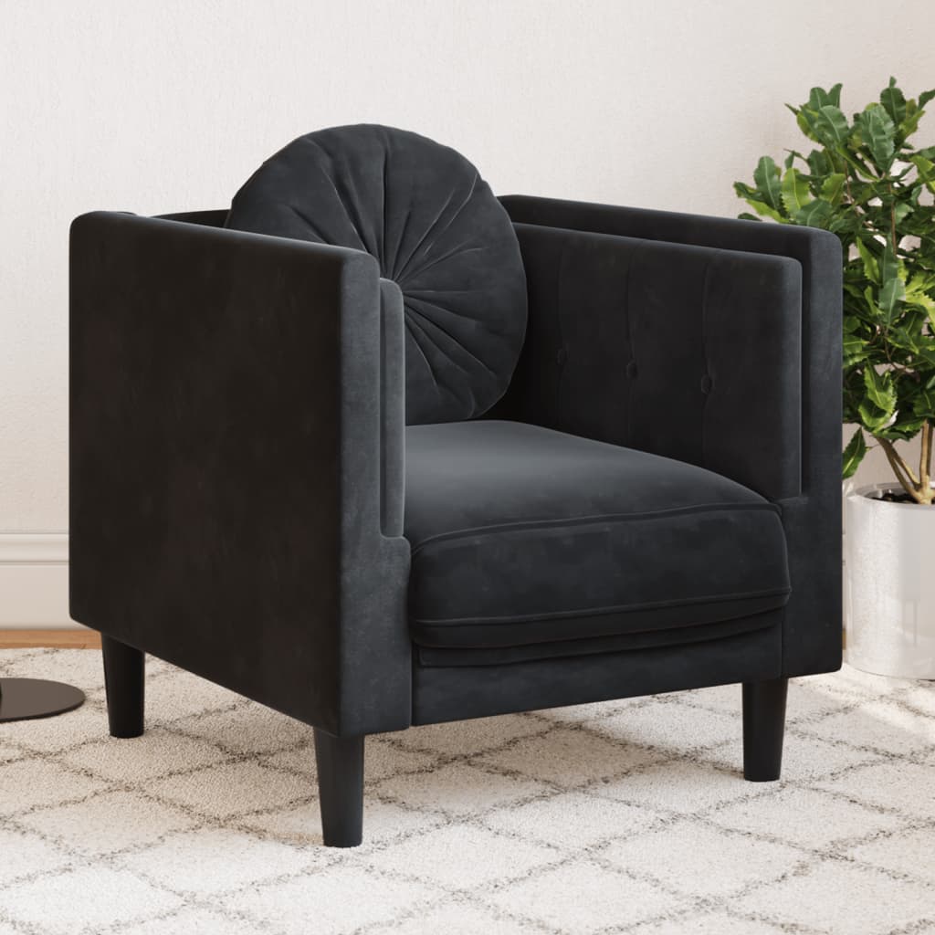 Sofa Chair with Cushion Dark Gray Velvet