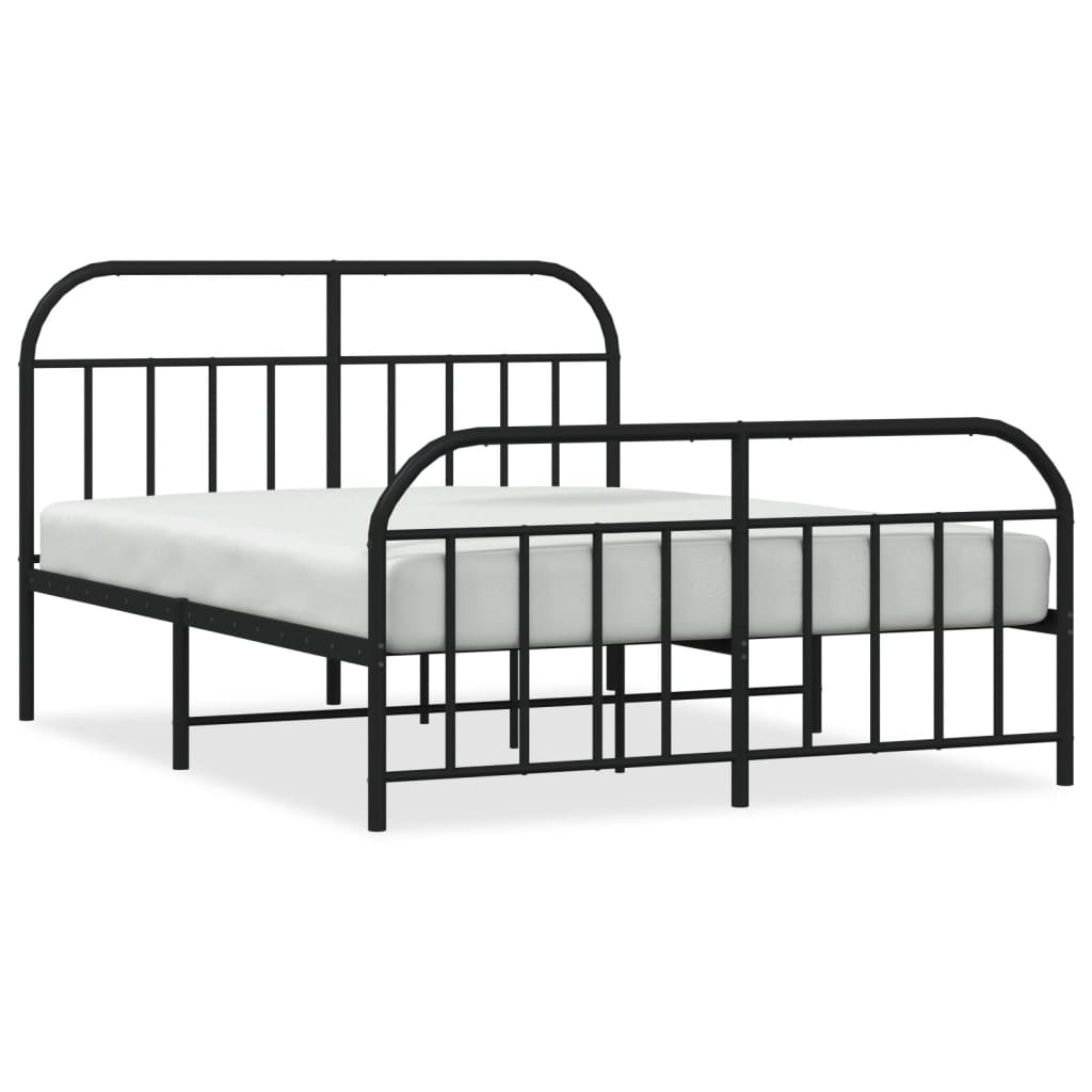 Metal Bed Frame without Mattress with Footboard Black 53.1"x74.8"