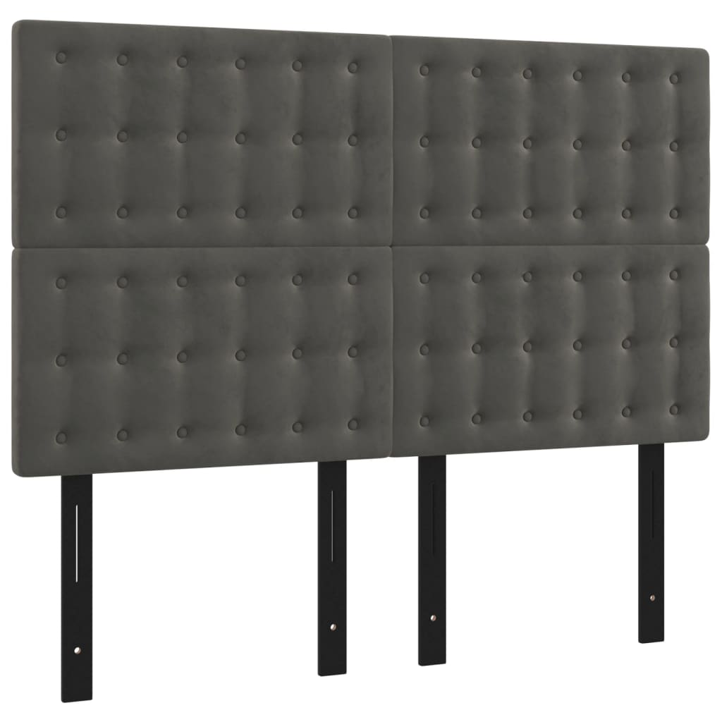 Headboards 4 pcs Dark Gray 28.3"x2"x30.7"/34.6" Velvet