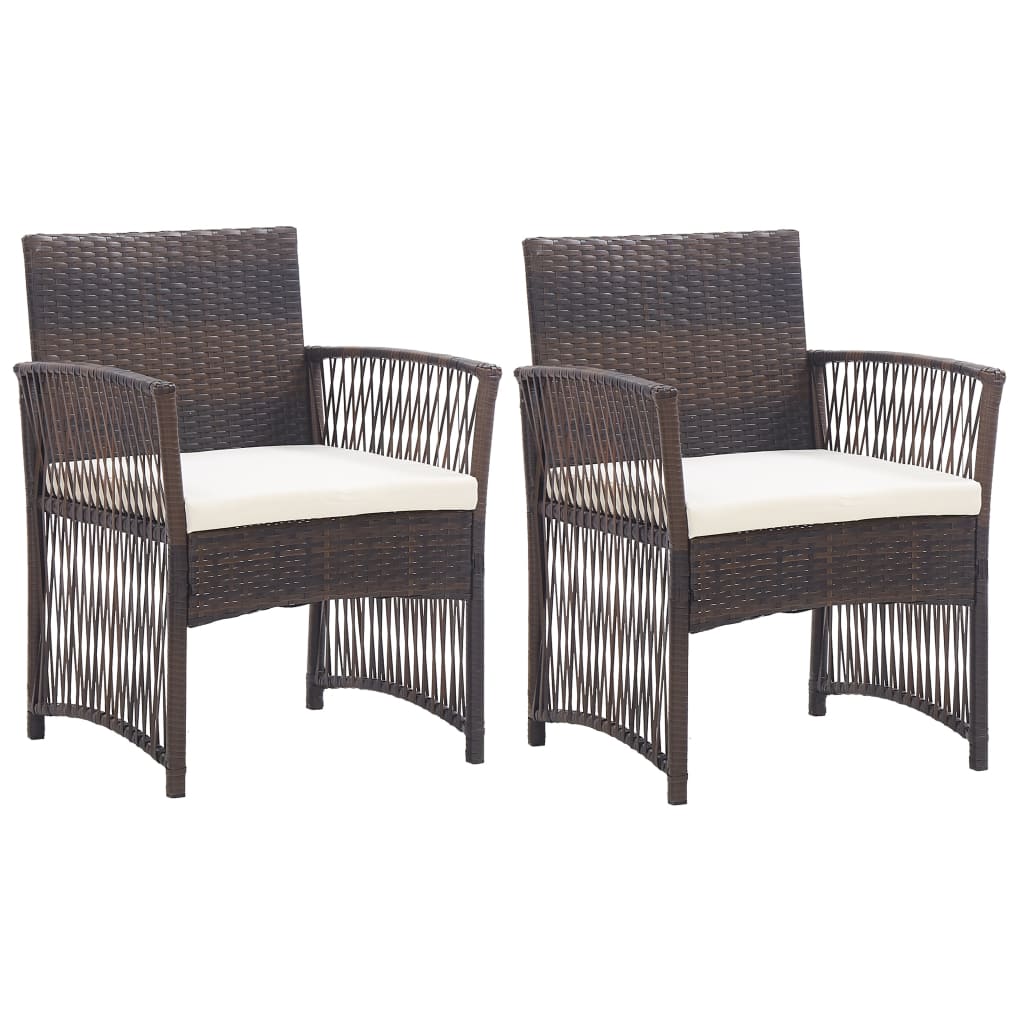 Patio Armchairs with Cushions 2 pcs Black Poly Rattan