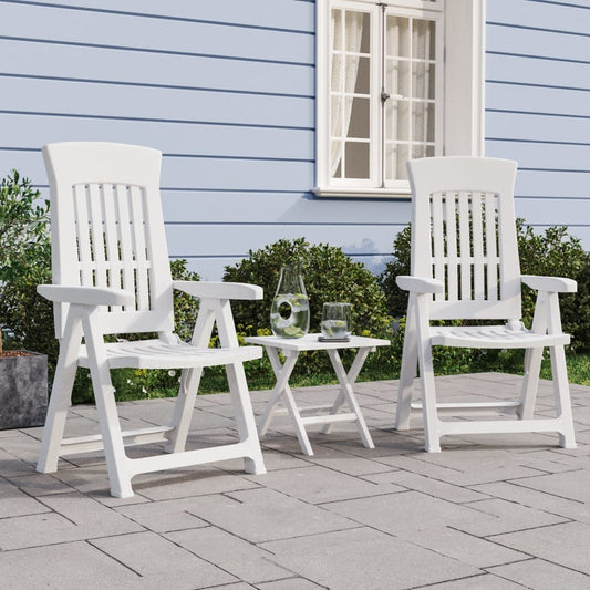 Patio Reclining Chairs 2 pcs White PP