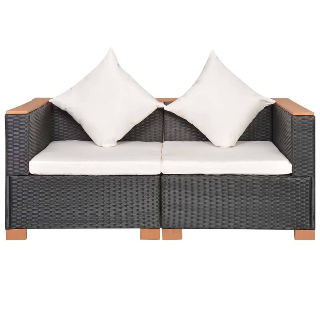 Patio Sofa Poly Rattan Black